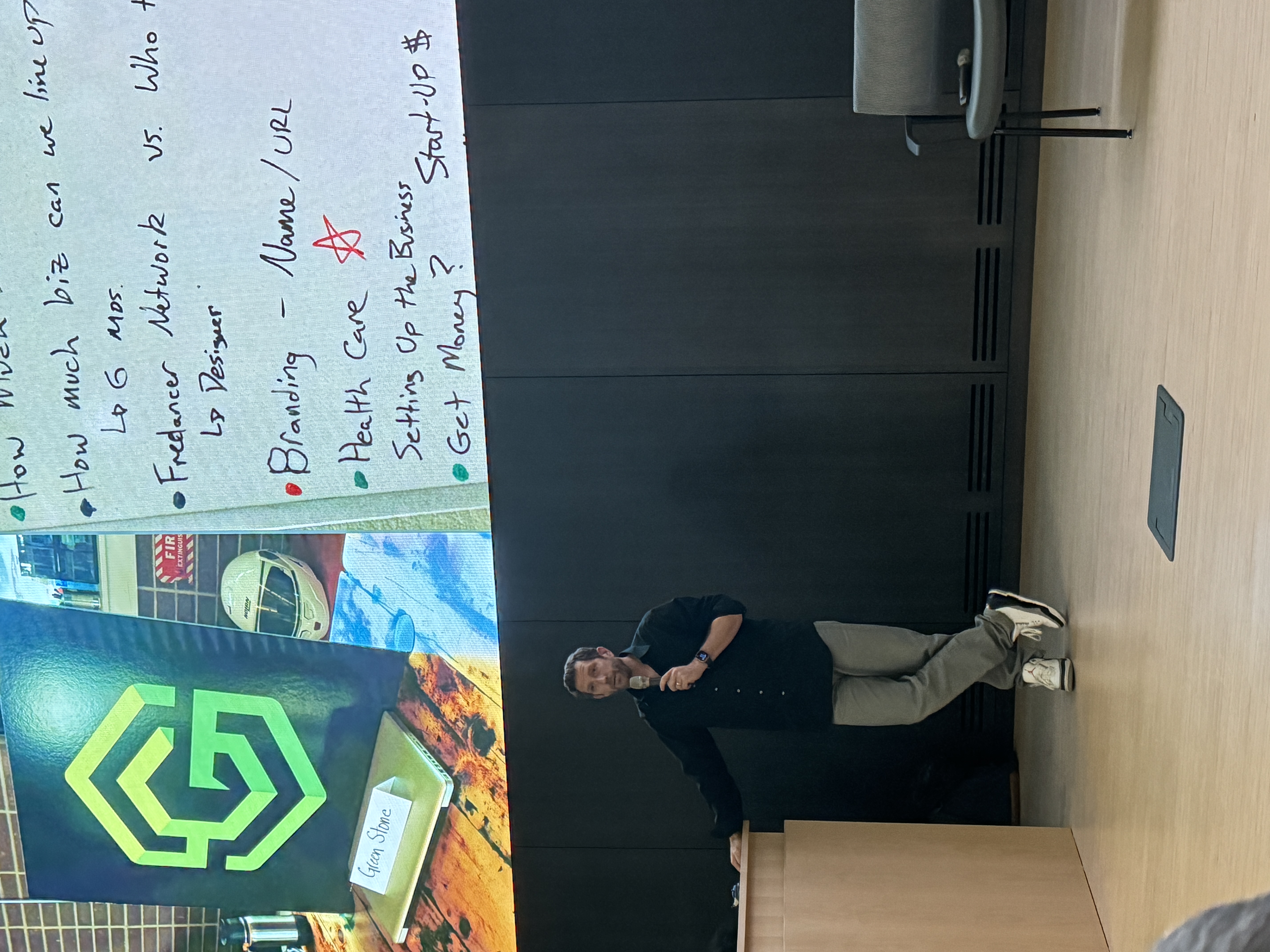 Matt Walsh presenting on building Green Stone at a university lecture